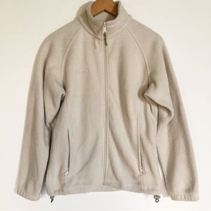 Columbia Cream Full Zip Up Fleece Sweater Womens S Ivory Off White Warm Jacket
